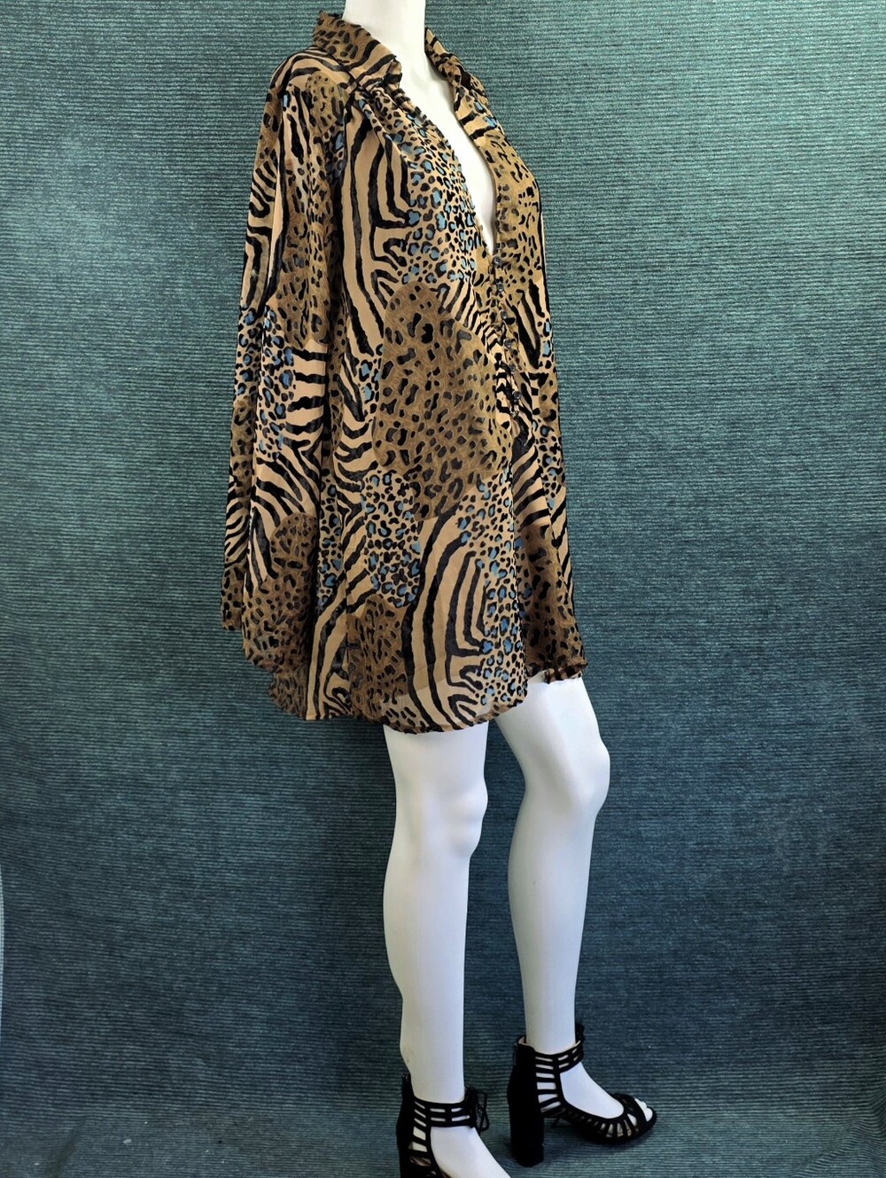 Nasty Gal Mixed Animal Devore Print Mini Tunic Dress - Picture 3 of 15